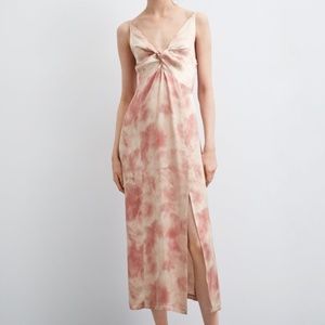 Zara Pink Tie Dye Midi Slip Dress